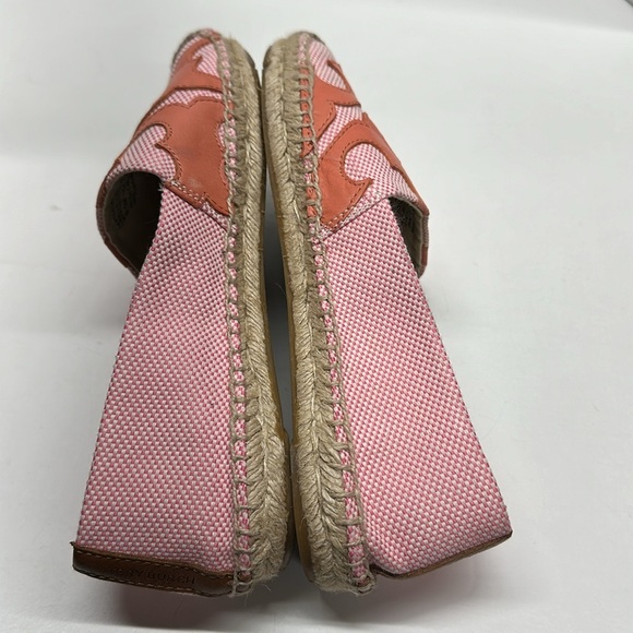 Tory Burch Lonnie Espadrille Flats Slip On Canvas Jute Shoes Pink Tan Size 9.5 - Picture 5 of 10